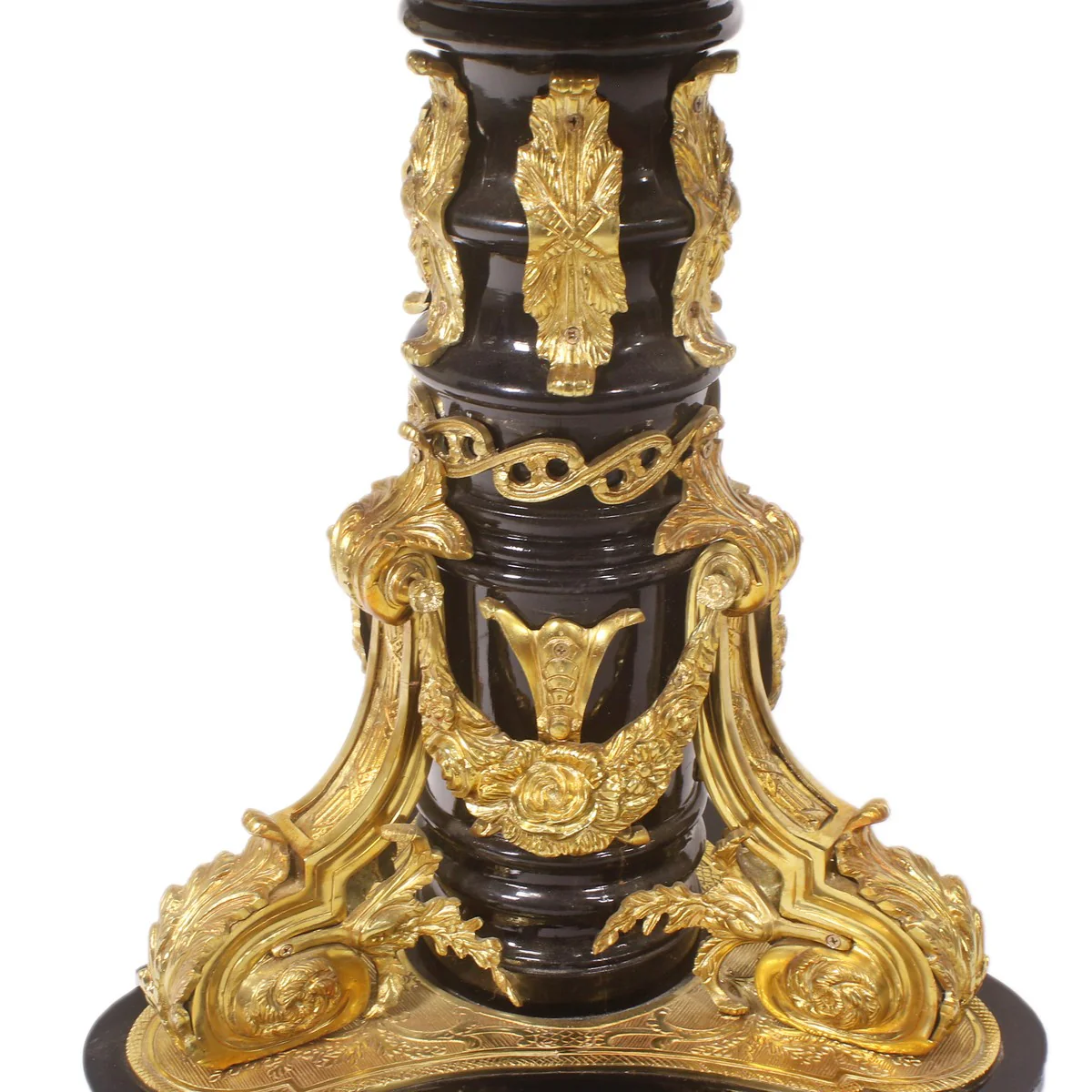 Mesa Padrino Barroca, Mesa Lateral Marrón / Rojo / Dorado, Diámetro 78cm, Altura 83 cm Artesanal, Edición Limitada, pintada a mano