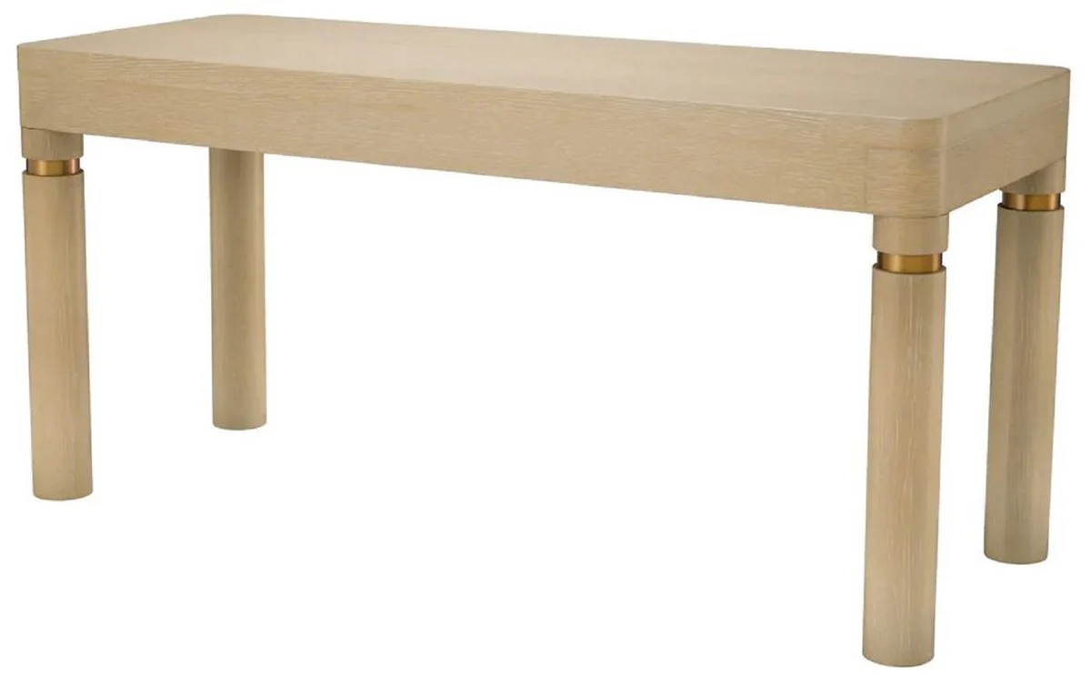 Casa Padrino escritorio de lujo con 2 cajones beige / lat¨®n 160 x 60 x A. 76 cm - Escritorio de oficina - Escritorio de computadora - Muebles de oficina - Muebles de lujo - Calidad de lujo