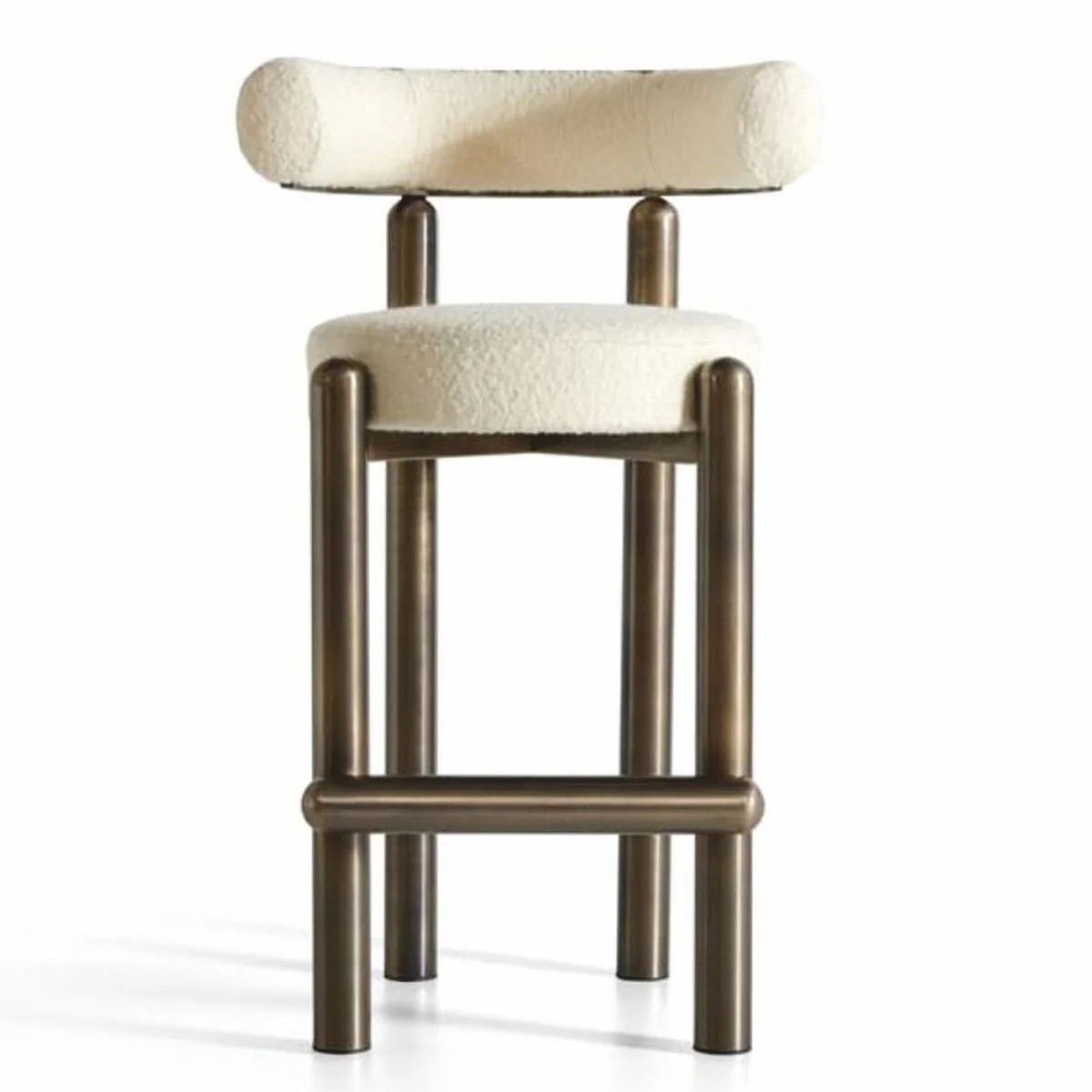 Casa Padrino taburete de bar de lujo de acero inoxidable crema / bronce Al. 103 cm - Muebles de bar