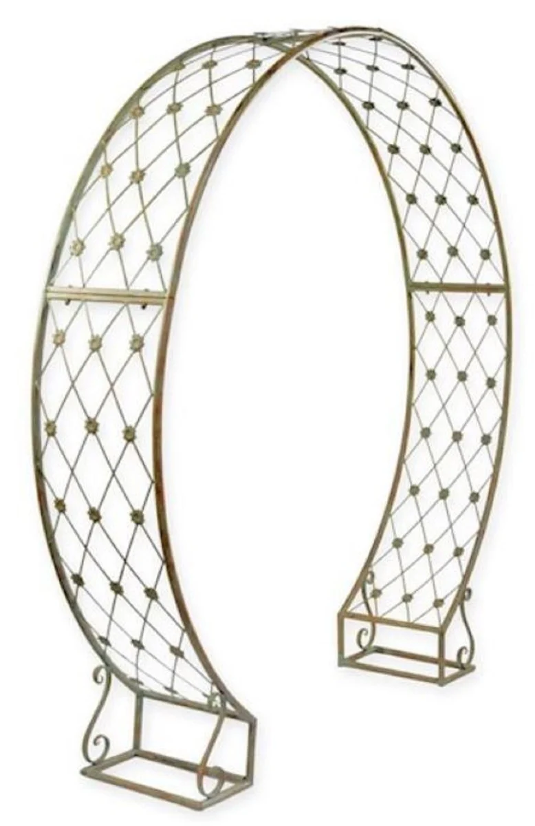 Casa Padrino arco de rosas Art Nouveau verde antiguo 220 x 43 x A. 201 cm - Arco de flores redondo de metal - Arco de plantas nost¨¢lgicas - Accesorios de Decoraci¨®n de Jard¨ªn Barroco y Art Nouveau