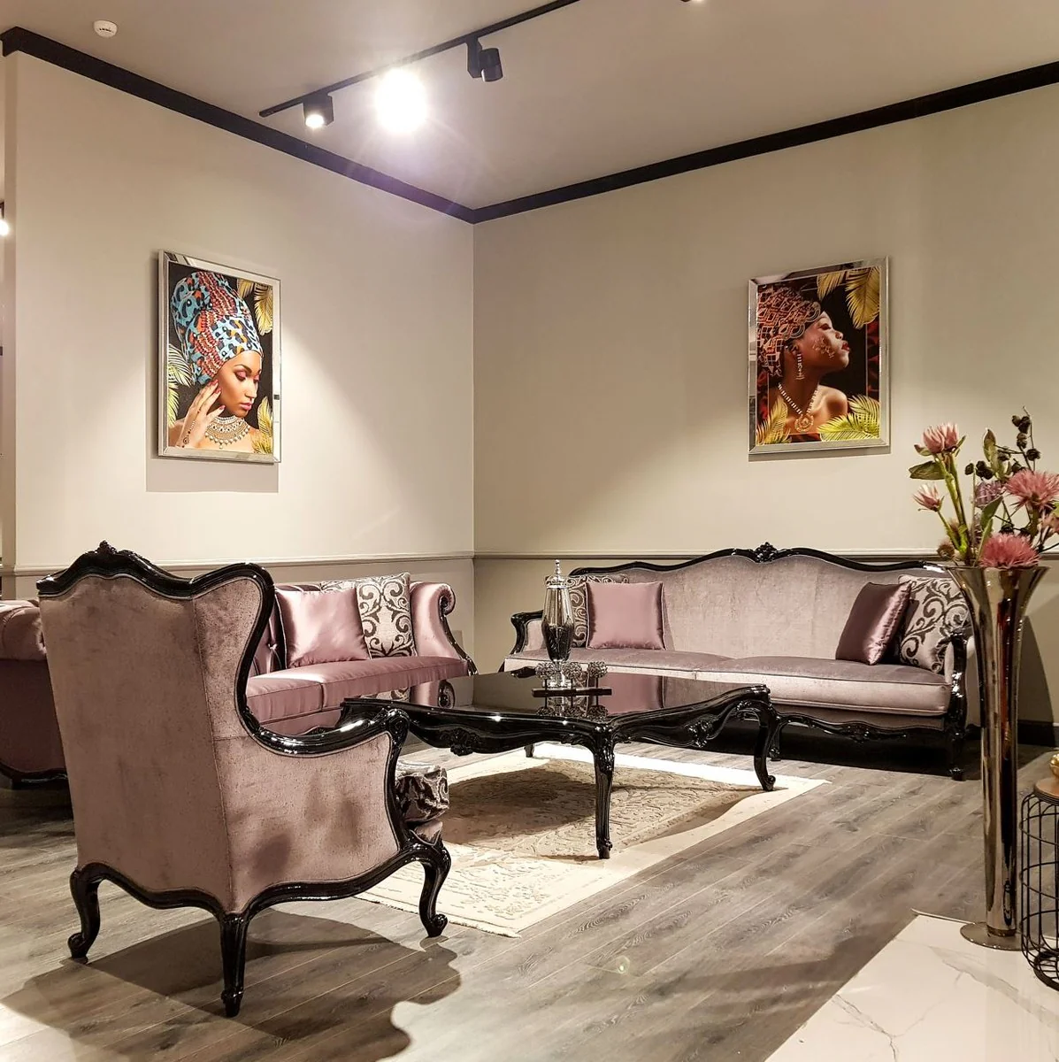 Casa Padrino mesa de centro barroco de lujo negro - Mesa de sal¨®n de madera maciza hecha a mano - Muebles de sal¨®n barrocos - Noble y Magn¨ªfica