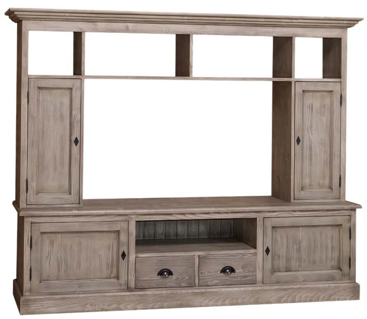 Casa Padrino Country Style Living Room TV Cabinet Natural Color 207 x 46 x H. 166 cm - Country Style Living Room Furniture
