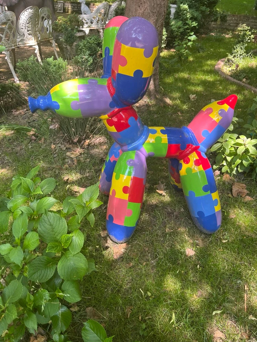 Casa Padrino escultura decorativa de dise?o de lujo perro de globo colorido 100 cm - Figura decorativa grande XXL - Escultura decorativa XXL - Esculturas y figuras decorativas XXL