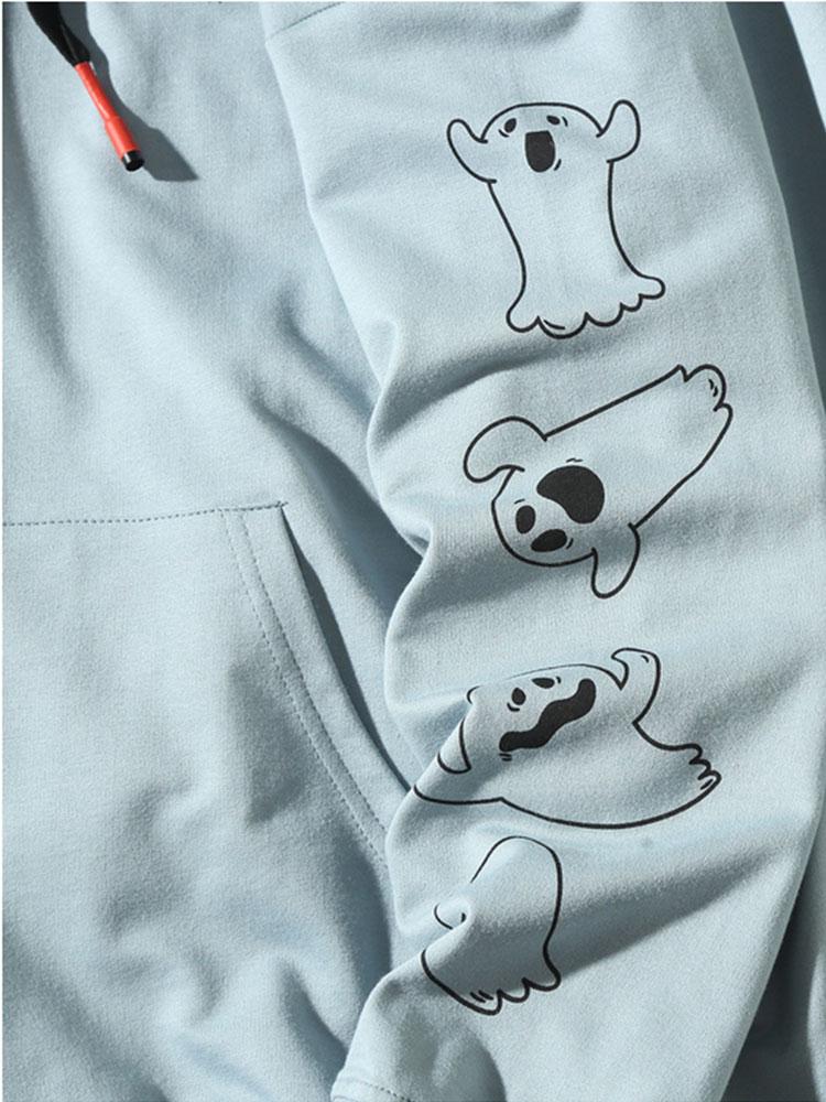 Relax Fit Ghost Print Hoodie
