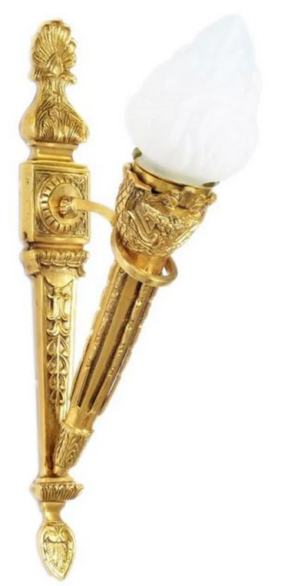 Casa Padrino conjunto de apliques de pared barroco 15 x 25 x H. 60 cm - Lámparas de Pared de Bronce Dorado con Diseño de Antorcha