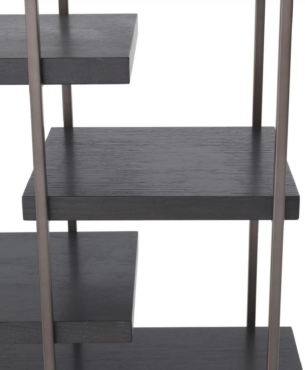 Casa Padrino armario de estanter¨ªa de lujo negro / bronce 166 x 45 x A. 222 cm - Armario de Libros - Armario de Sal¨®n - Armario de Oficina