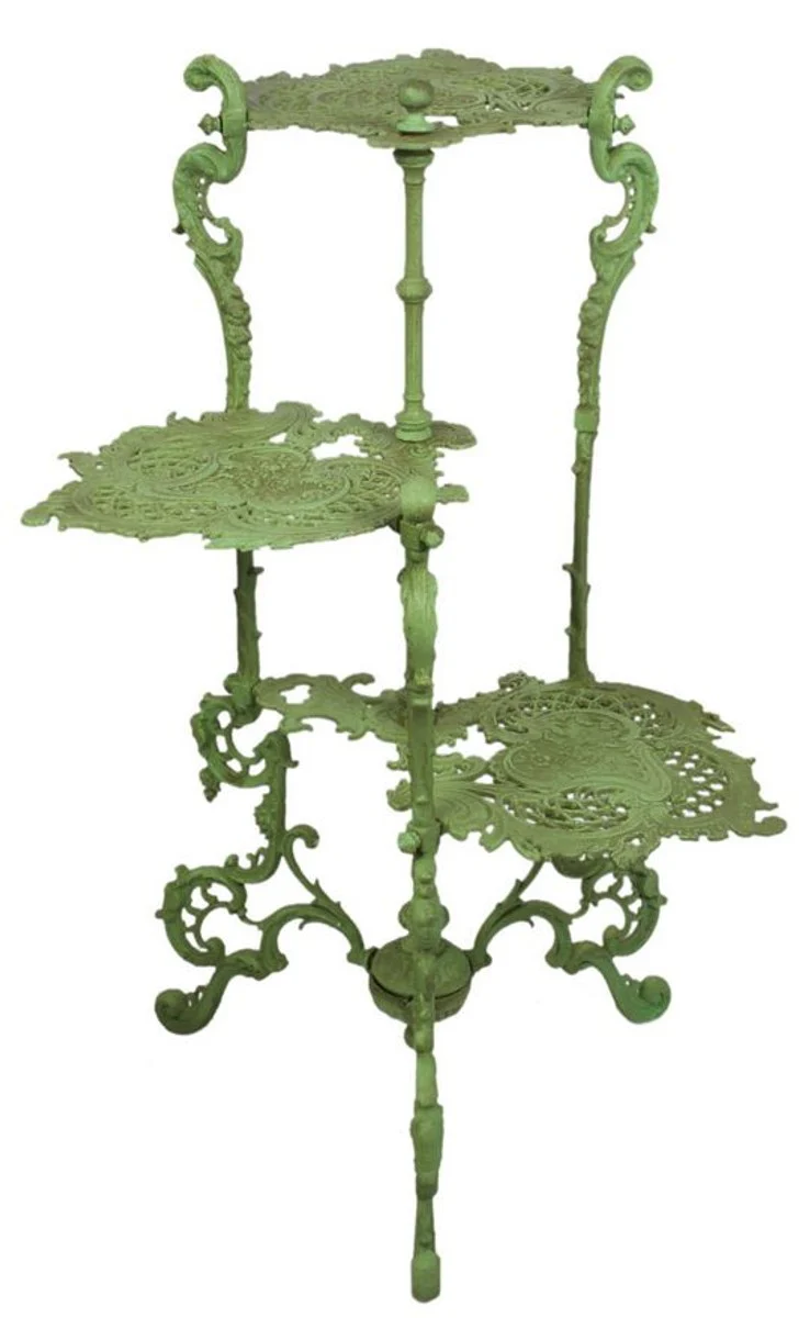 Casa Padrino Art Nouveau de hierro fundido de almacenamiento floral / mesa de flores verde H. 80 cm - Muebles de Jardín