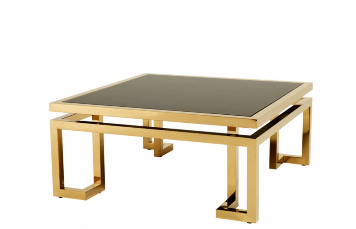 Casa Padrino Art Deco luxury coffee table gold with black glass - living room coffee table - Luxury Collection