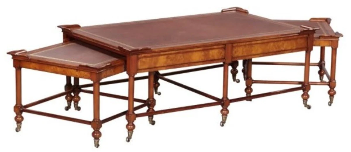 Casa Padrino mesa de centro de caoba de lujo marrón claro / marrón 133 x 81 x H. 50 cm - Calidad de Lujo