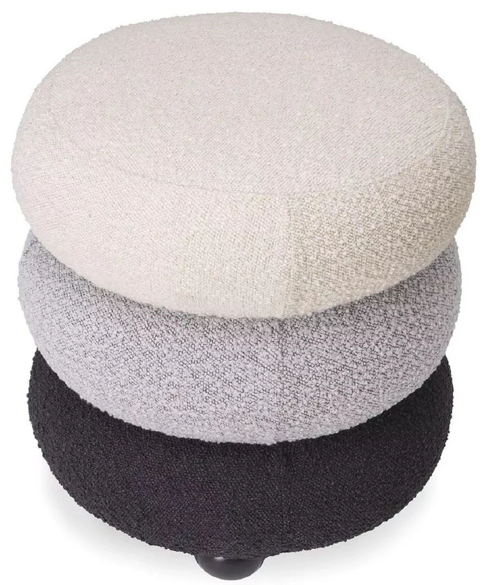 Casa Padrino taburete de lujo crema / gris / negro ? 43 x A. 49,5 cm - Taburete de sal¨®n redondo - Taburete redondo - Muebles de sal¨®n - Muebles de lujo - Interiores de lujo - Muebles de lujo