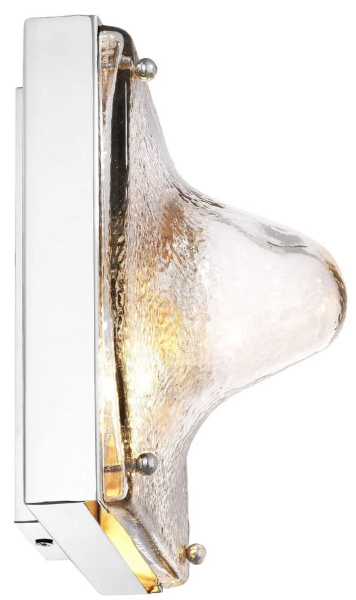 Casa Padrino lámpara de pared de diseño plata 26 x 19 x H. 26 cm - Lámpara de Diseño con Vidrio Hecho a Mano