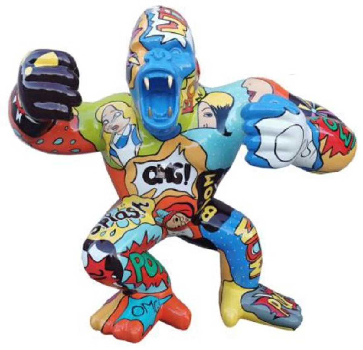 Casa Padrino escultura decorativa de diseño mono gorila colorido 125 x 60 x A. 102 cm - Figura decorativa resistente a la intemperie - Decoración Terraza Jardín