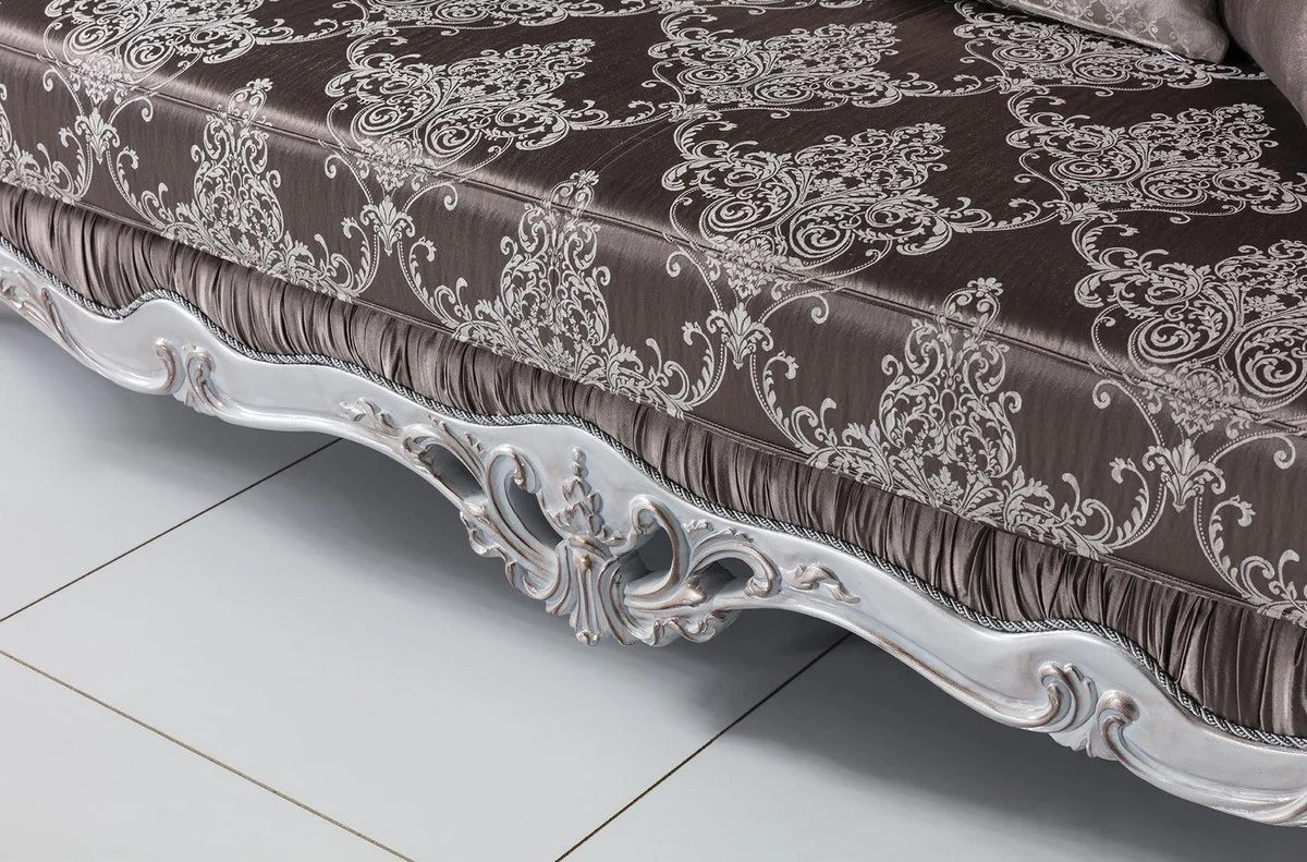 Casa Padrino sof¨¢ barroco de lujo bronce / plata 262 x 90 x A. 113 cm - Magn¨ªfico sof¨¢ de sal¨®n con cojines decorativos - Muebles Barrocos