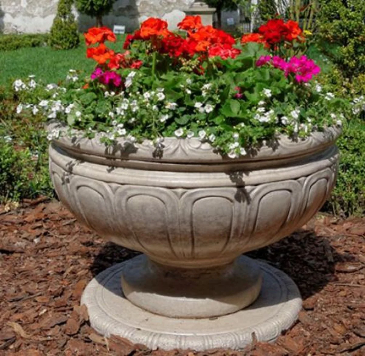 Casa Padrino Maceta Barroco Gris Ø 80 x H. 52 cm - Magnífico Maceta Redondo de Estilo Barroco