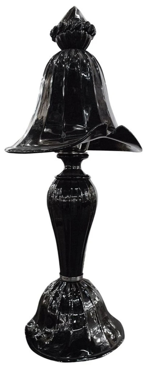 Casa Padrino lámpara de mesa Art Nouveau negro Ø 20 cm - Lámpara de escritorio de metal elegante - Luces Barrocas y Art Nouveau