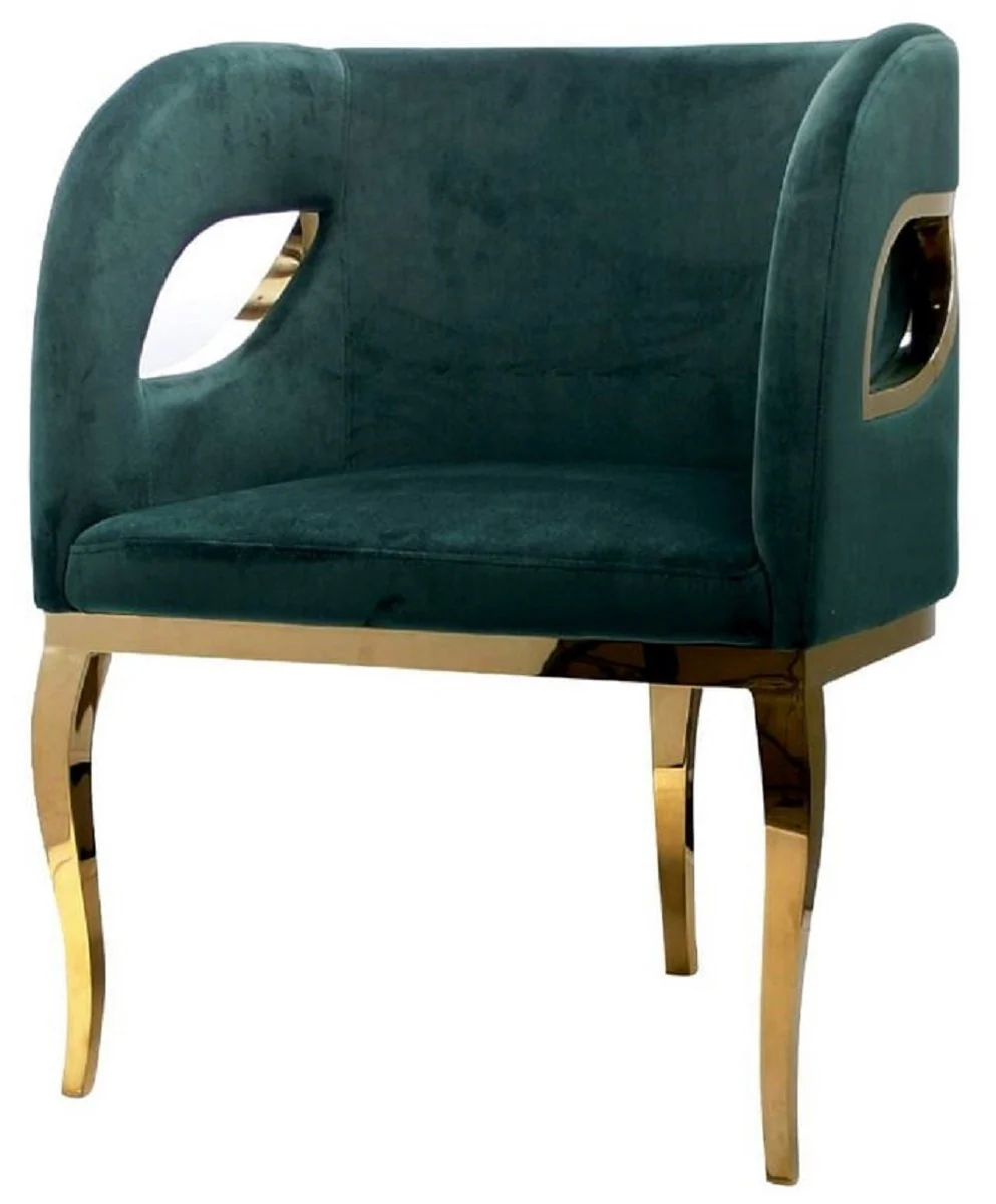 Casa Padrino sill¨®n de terciopelo de lujo verde / oro 78 x 55 x A. 59 cm - Sill¨®n de sal¨®n - Muebles de sal¨®n - Muebles de hotel - Muebles de lujo - Interiores de sal¨®n - Interiores de lujo