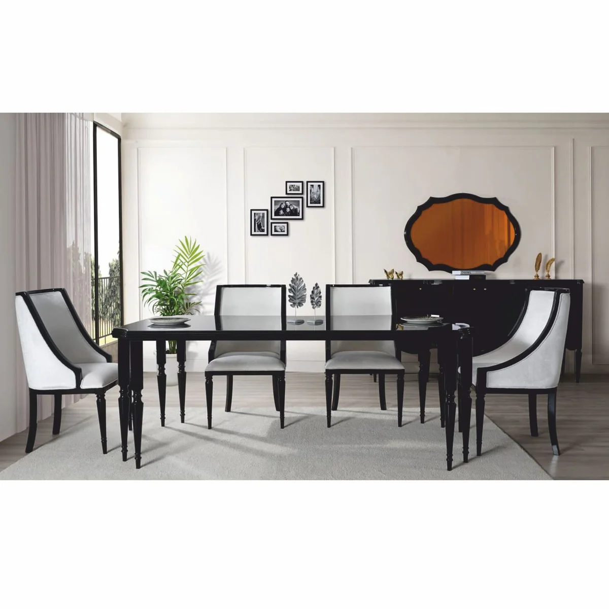 Casa Padrino Aparador Barroco de Lujo Negro 215 cm - Muebles Barrocos