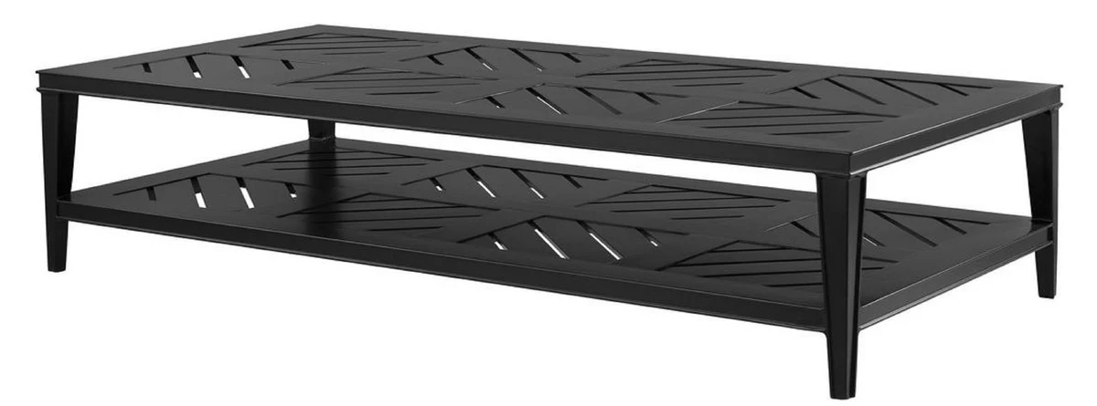 Casa Padrino mesa de centro de lujo negro mate 180 x 90 x H. 42 cm - Mesita Rectangular Hecha de Aluminio Duradero de Alta Calidad - Mesa de Jard¨ªn