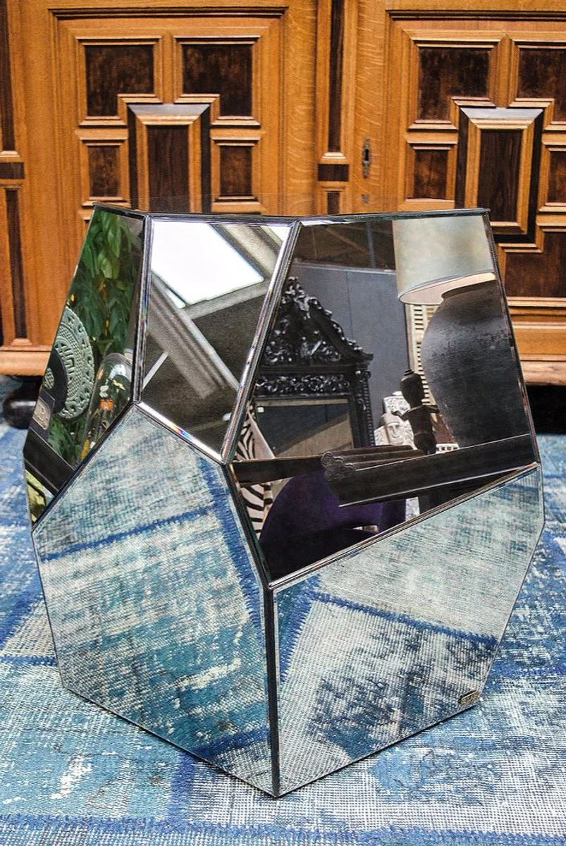 Casa Padrino mesa auxiliar de dise?o con espejo antiguo de cristal de 65 x 50 x H. 60 cm - colecci¨®n de dise?o