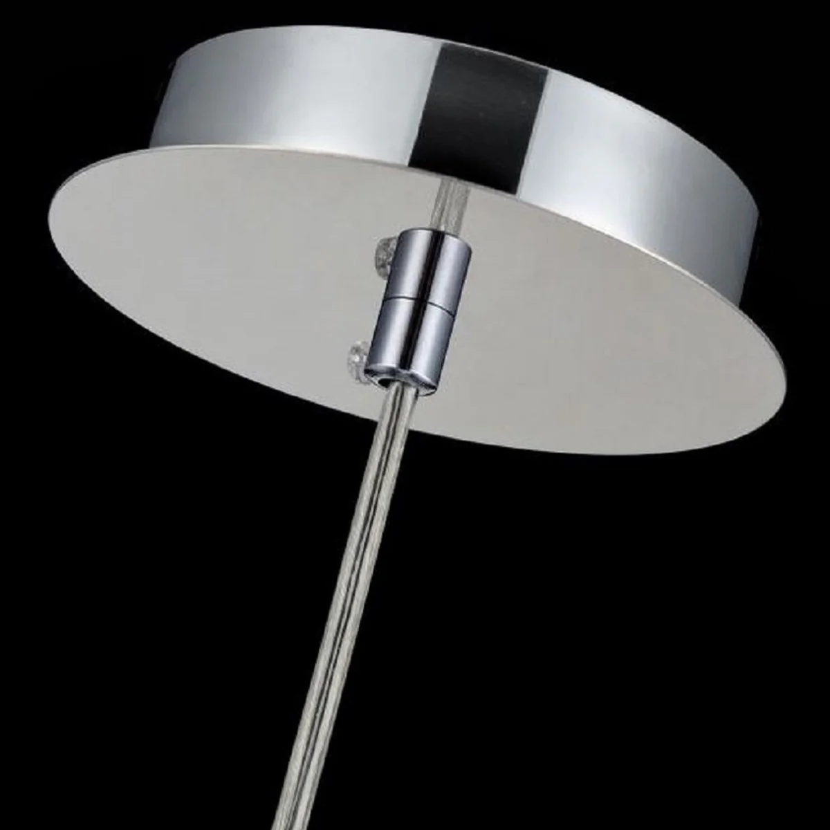 Casa Padrino lámpara colgante plata Ø 30 x H. 28 cm - Lámpara Colgante con Pantalla Redonda y Colgantes de Cristal de Primera Calidad