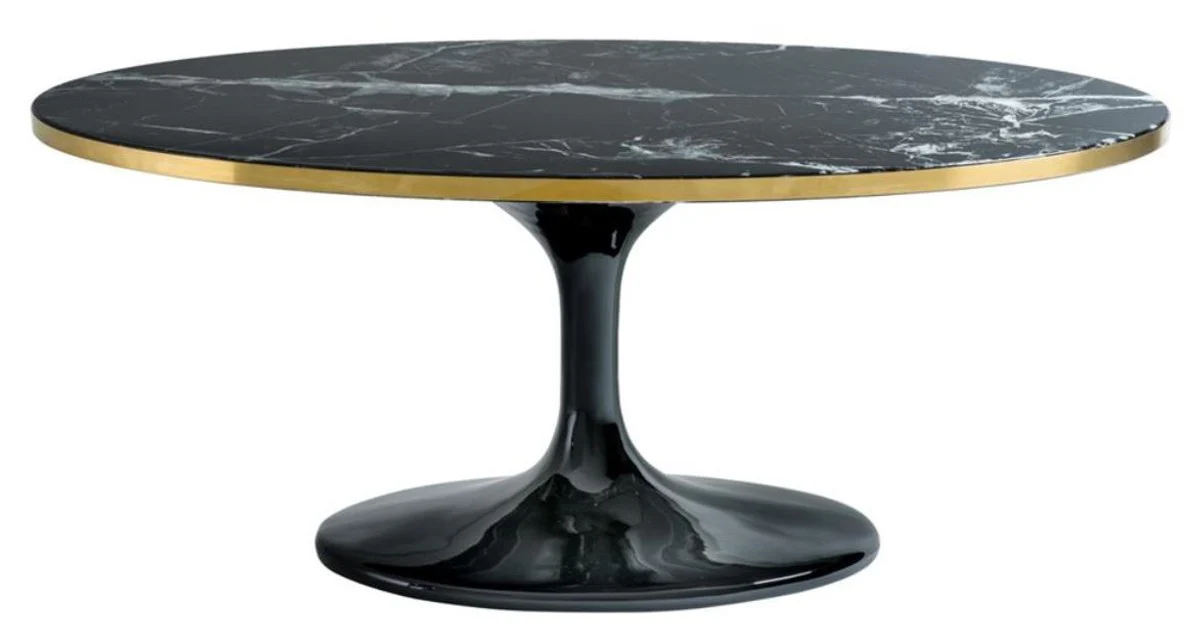Casa Padrino Luxury Coffee Table Oval Black / Brass Colors 120 x 60 x H. 50,5 cm - Luxury Coffee Table