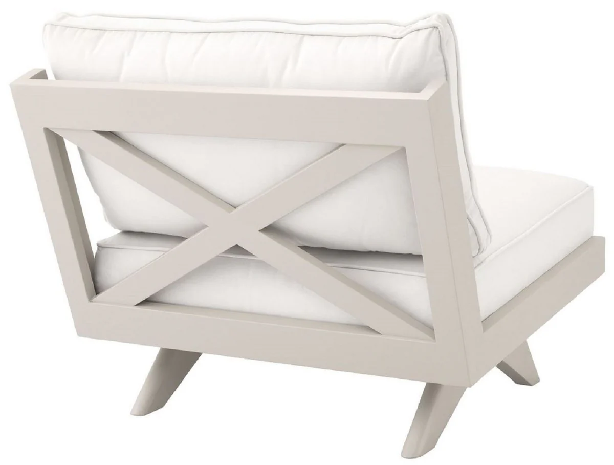 Casa Padrino sillón de jardín de lujo blanco / arena 80 x 88 x A. 76 cm - Muebles de Hotel de Terraza de Jardín - Calidad de Lujo