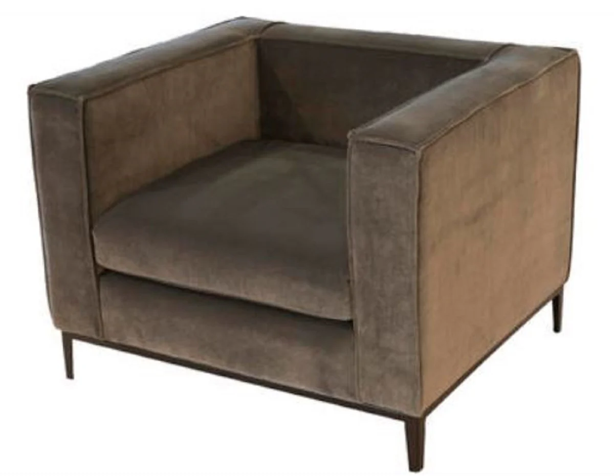 Casa Padrino sill¨®n de lujo de terciopelo gris oscuro / negro 90 x 75 x H. 66 cm - Muebles de Sala