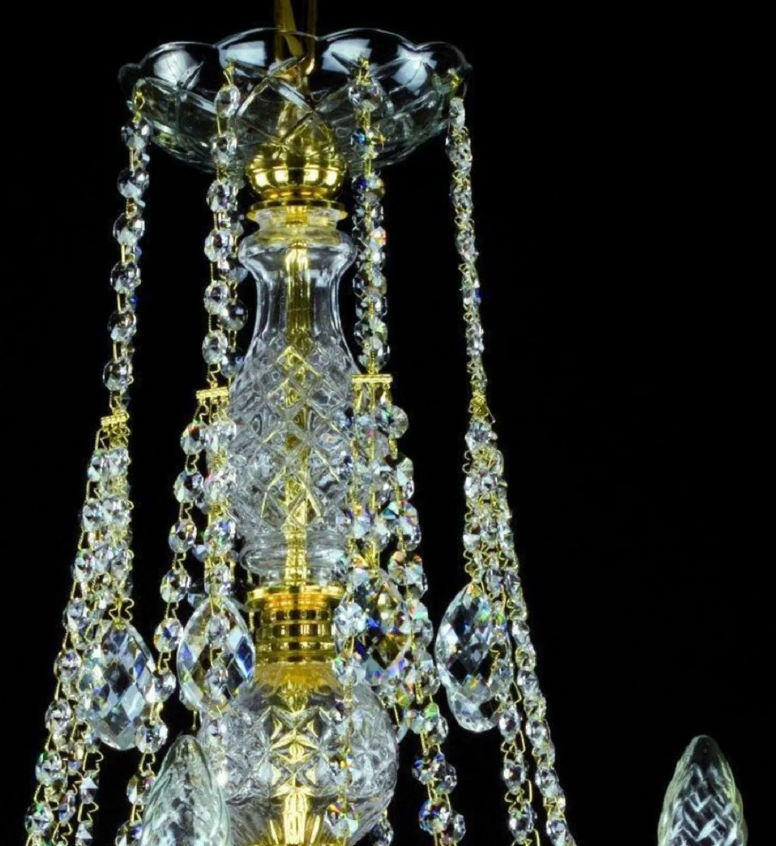 Casa Padrino araña de luces barroco de lujo oro Ø 63 x A. 64 cm - Magnífica lámpara de araña con cristal de Bohemia - Noble & Magnífica