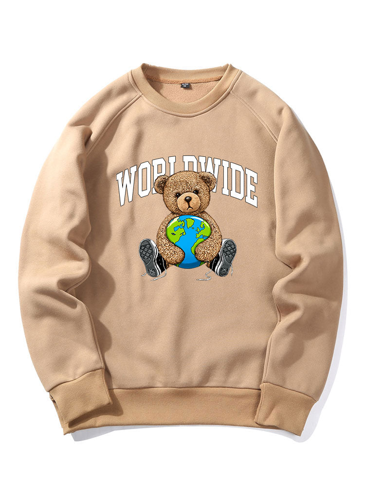 Worldwide Bear Print Raglan Sleeves Sweatshirt