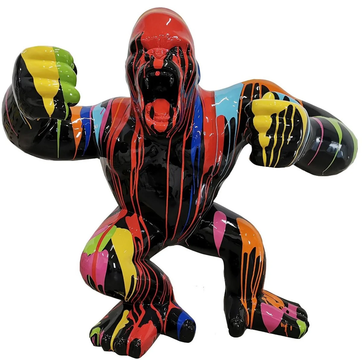 Casa Padrino escultura decorativa de diseño mono gorila multicolor / negro 125 x 60 x A. 102 cm - Figura decorativa resistente a la intemperie - Colección de Lujo