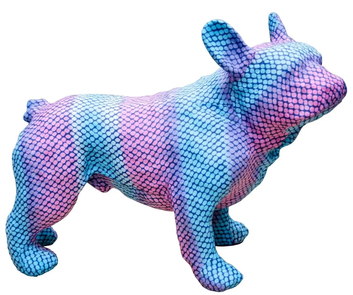 Casa Padrino bulldog decorativo azul / violeta 48 x 22 x H. 35 cm - Accesorios de la Sala de Estar de Lujo