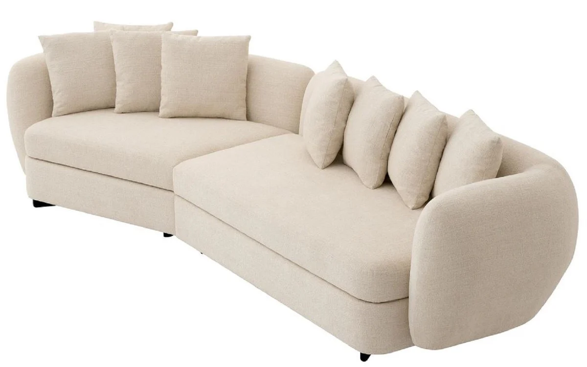 Casa Padrino sof¨¢ de lujo beige / negro 314 x 130 x A. 68 cm - Sof¨¢ de sal¨®n curvo - Sof¨¢ de hotel - Muebles de sal¨®n - Muebles de hotel - Interiores de lujo