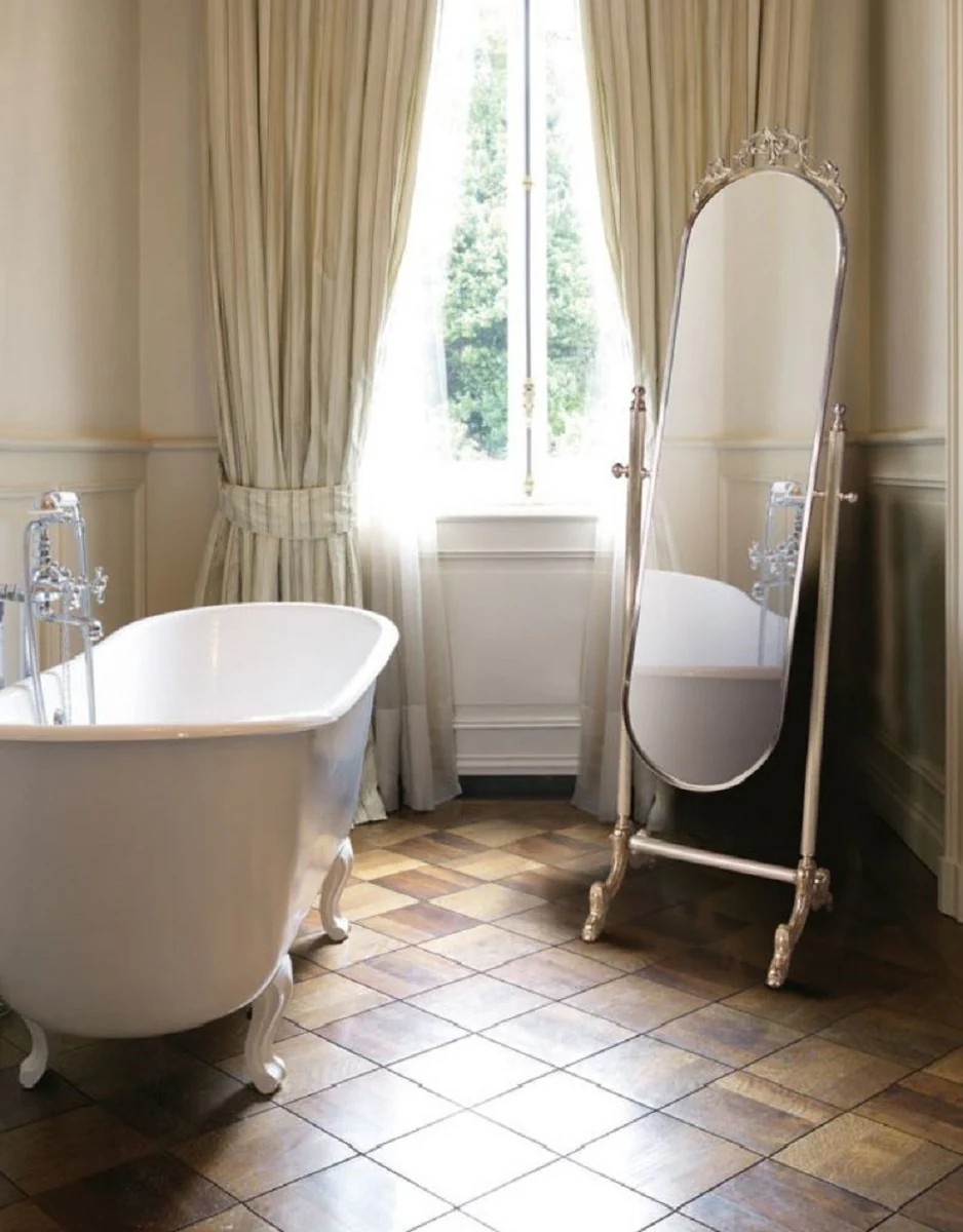 Casa Padrino espejo de pie barroco de lujo plata / oro 51 x 41 x A. 165 cm - Espejo de lat¨®n noble - Espejo de ba?o - Espejo de dormitorio - Muebles Barrocos - Calidad de Lujo