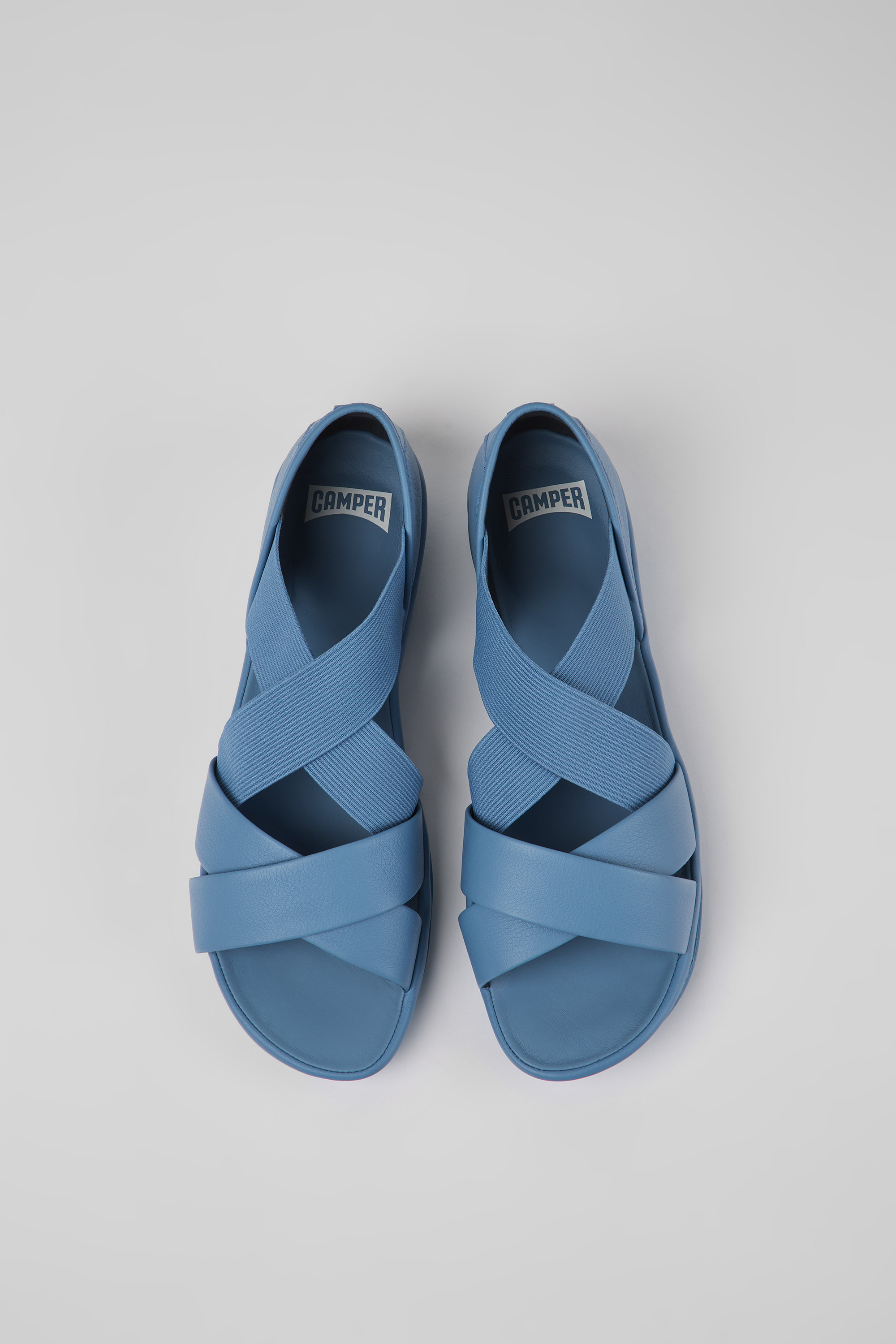 Right - Blue leather sandals for women