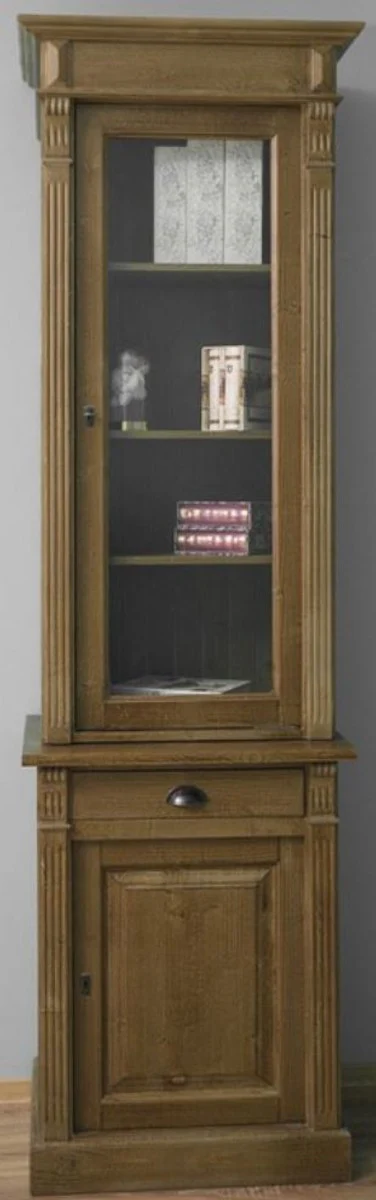 Casa Padrino armario estanter¨ªa de estilo campestre marr¨®n 73 x 51 x A. 240 cm - Armario de madera maciza con 2 puertas y cajones - Gabinete de Libros en Estilo Campestre