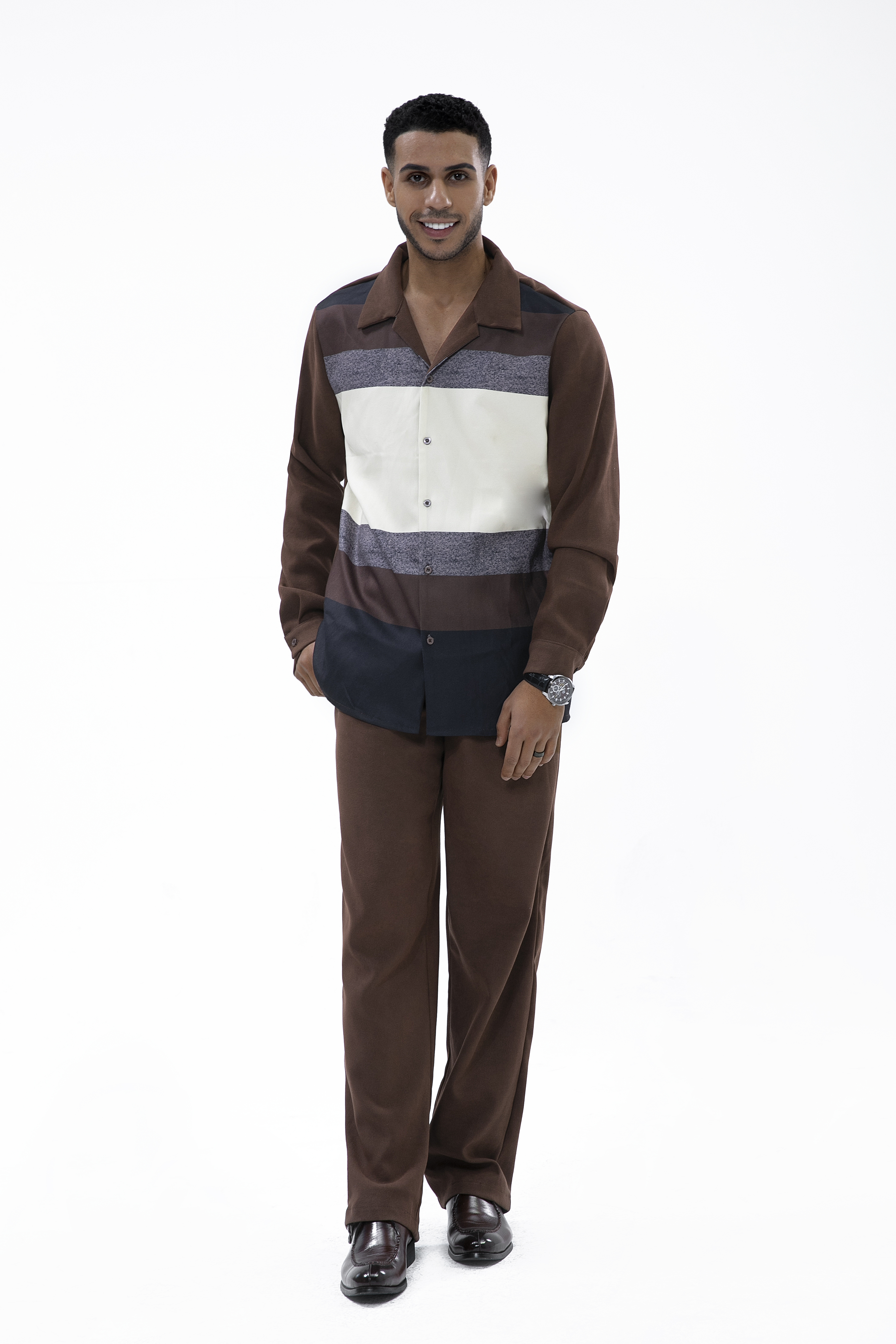 Suitmens Men's Brown Suede Long Sleeve Walking Suit 028