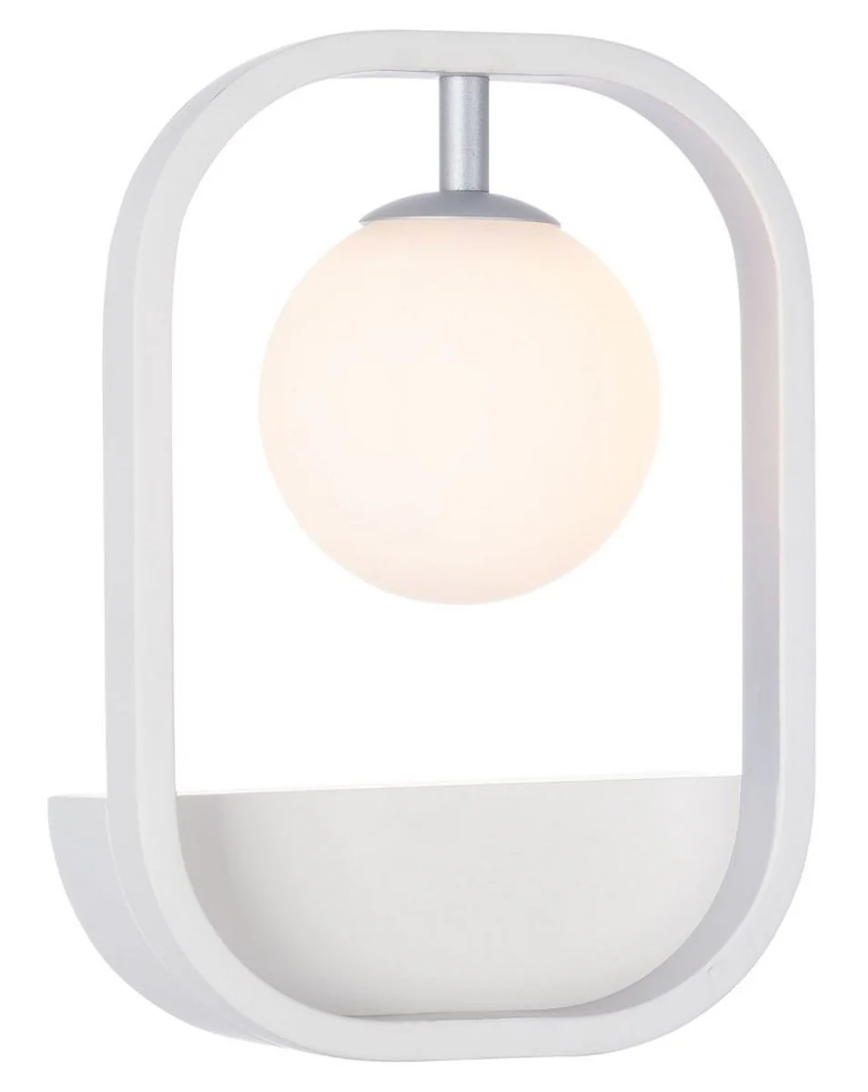 Casa Padrino aplique de pared de lujo blanco / plata 17.8 x 11 x H. 25 cm - Lámpara de Pared de Lujo