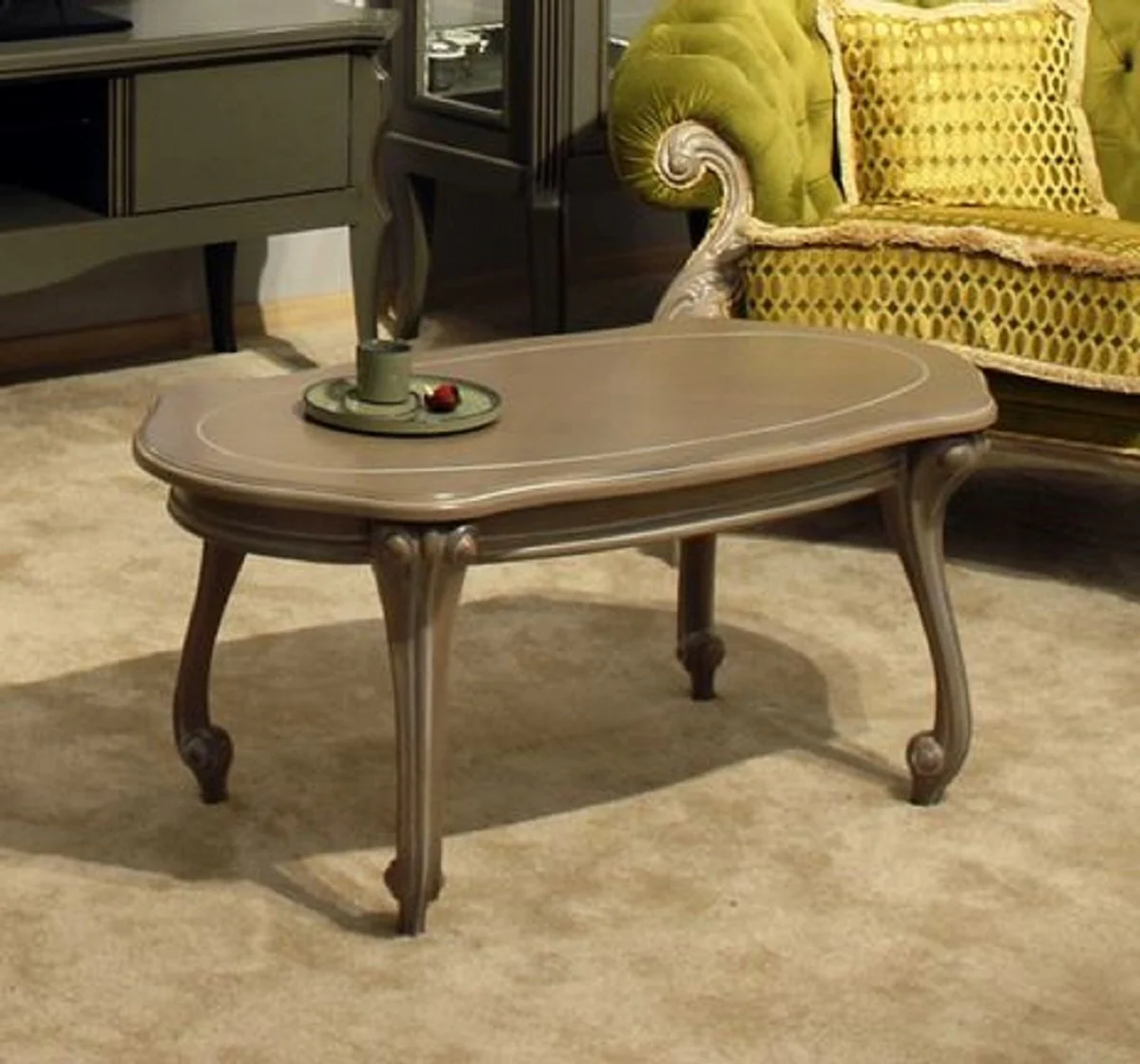 Casa Padrino mesa de centro barroco de lujo gris - Mesa de sal¨®n de madera maciza hecha a mano estilo barroco - Muebles de sal¨®n de lujo en estilo barroco - Muebles barrocos