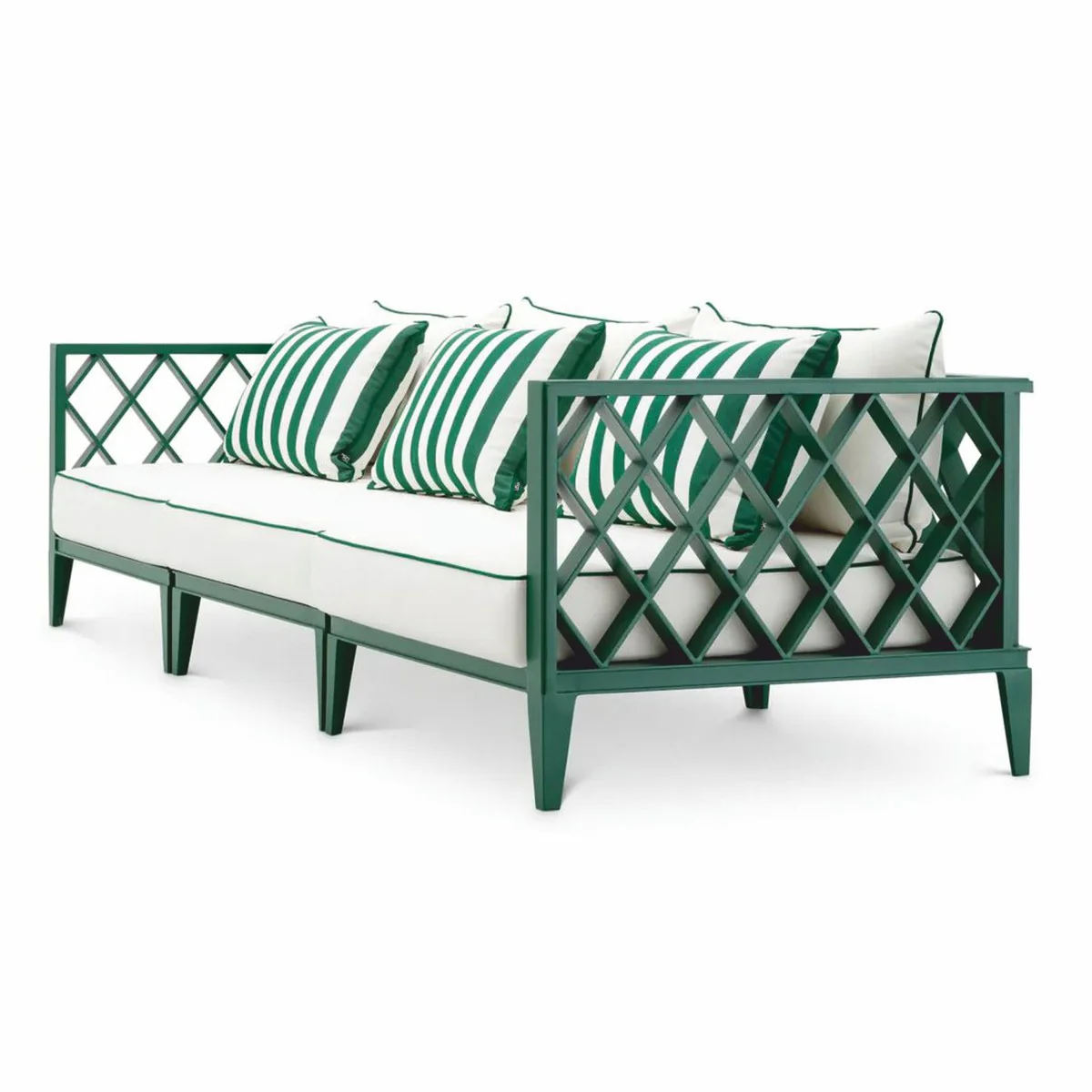 Casa Padrino sof¨¢ de jard¨ªn de lujo verde / blanco A. 275,5 cm - Muebles de jard¨ªn de exterior