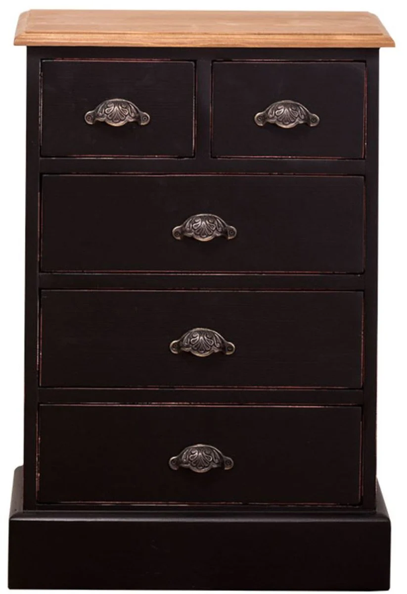 Casa Padrino country house style bedroom chest antique style black / natural 51 x 30 x H. 74 cm - Country House Style Bedroom Furniture