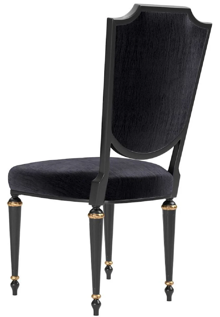 Casa Padrino silla de comedor barroco de lujo negro / oro antiguo - Silla de cocina de madera maciza hecha a mano - Suntuosos muebles de comedor en estilo barroco