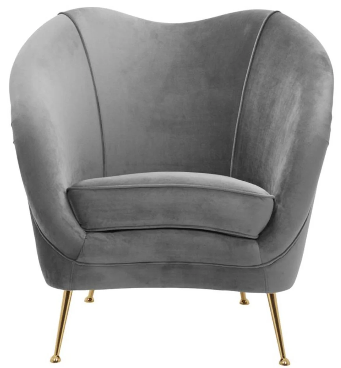 Casa Padrino sillón de salón de lujo gris / latón 85 x 77 x H. 80 cm - Colección de Lujo