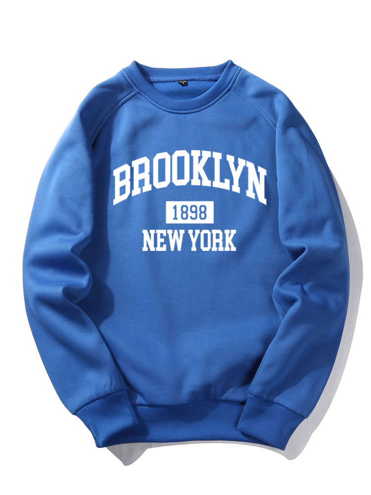 Brooklyn New York Letter Print Raglan Sleeves Sweatshirt