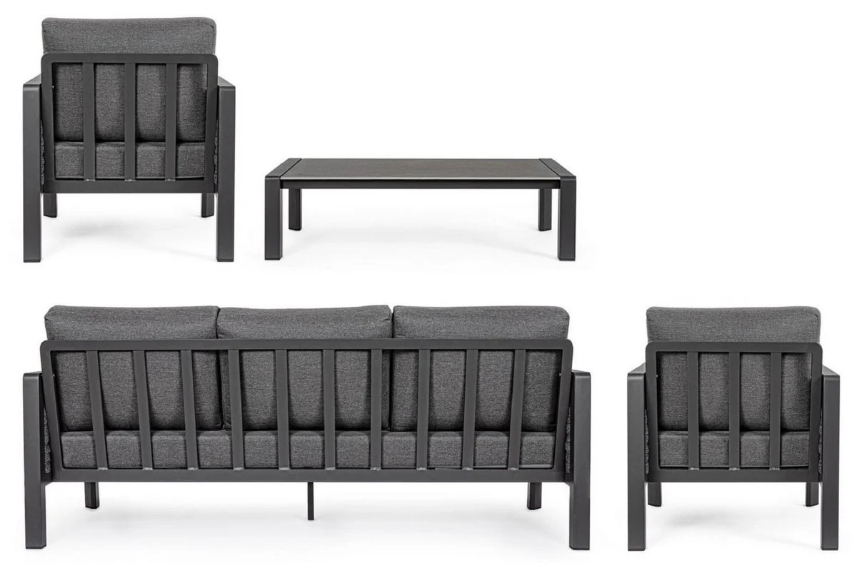 Casa Padrino conjunto de muebles de jardín de lujo antracita - 1 Sofá de Jardín y 2 Sillones de Jardín y 1 Mesa de Jardín - Muebles de jardín y terraza modernos de lujo - Calidad de Lujo