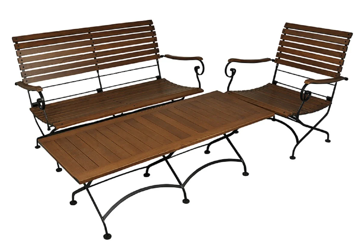 Casa Padrino Art Nouveau Muebles de jard¨ªn Brown / Negro - 1 Mesa de caf¨¦ 1 asiento 1 Silla - Barroque & Art Nouveau Gastronom¨ªa y muebles de jard¨ªn