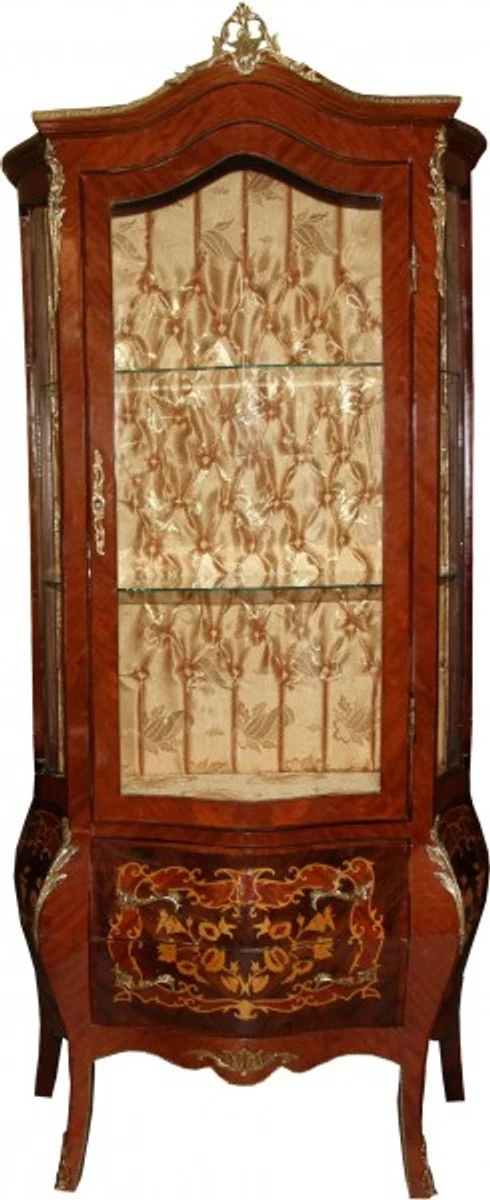 Casa Padrino Baroque showcase Model Mahogany Brown/Gold H 180 cm, W 88 cm - Display cabinet