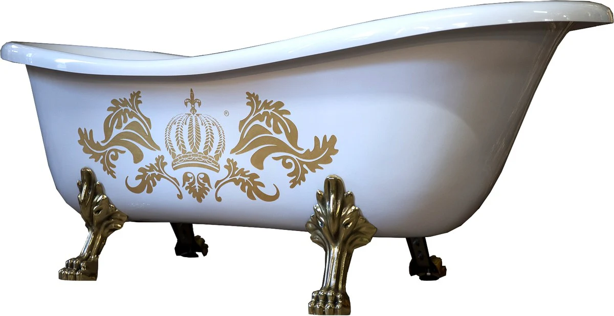Pompöös por Casa Padrino baño de lujo Deluxe separados por Harald Glööckler Blanco / Oro / 1470mm blanco con los pies león dorado