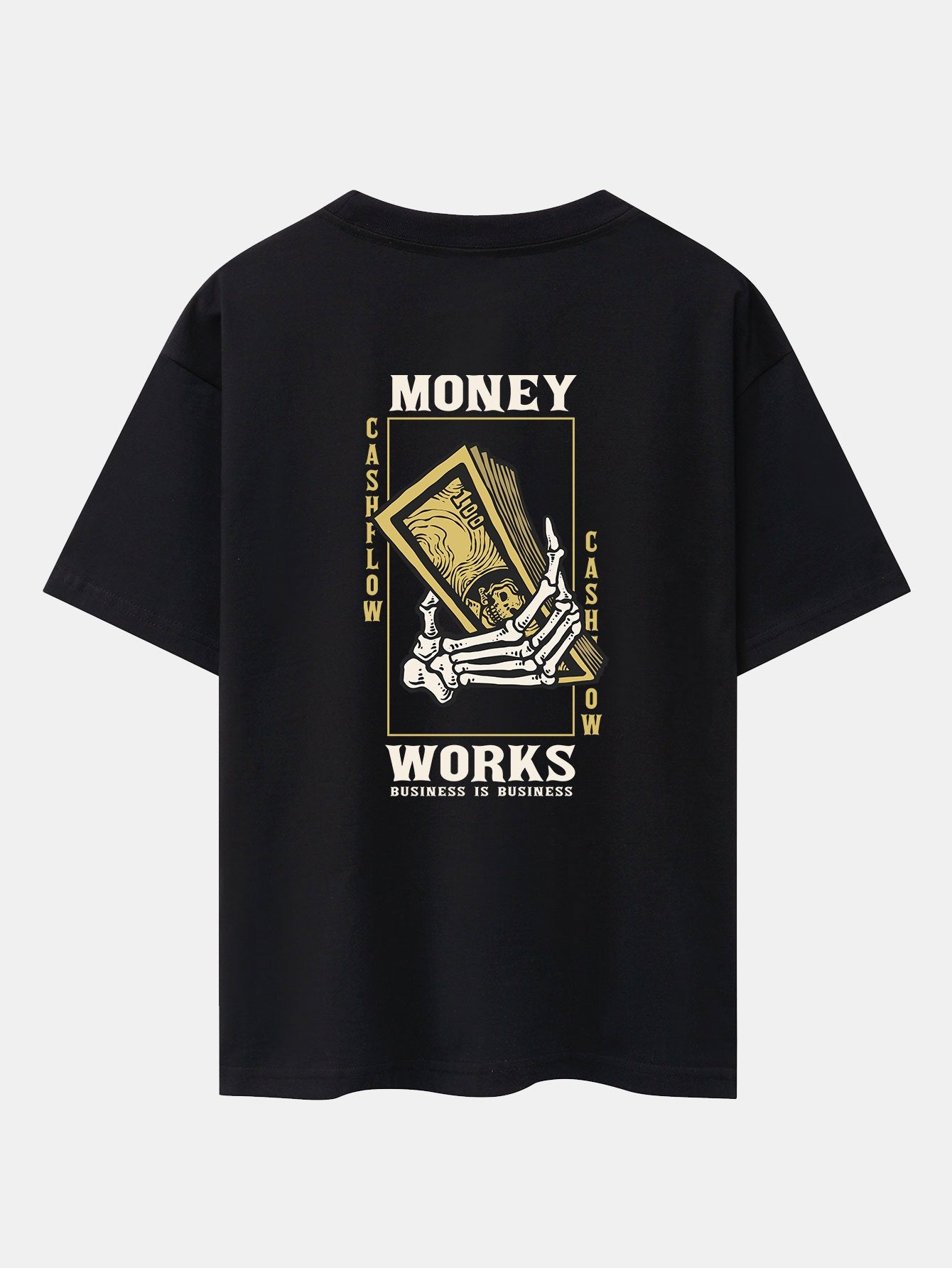 Money Skull Back Print Heavy Weight Oversize T-Shirt