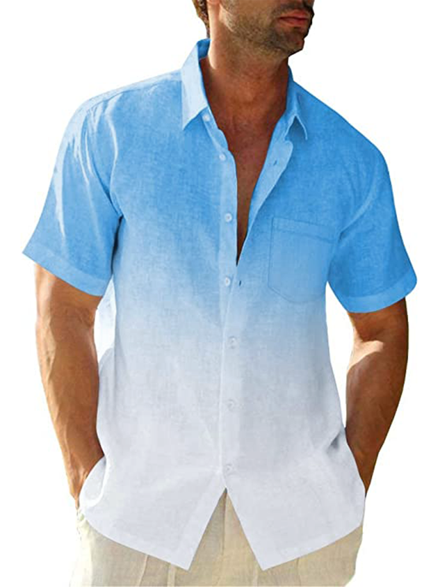 Gradient Color Short Sleeve Resort Shirt