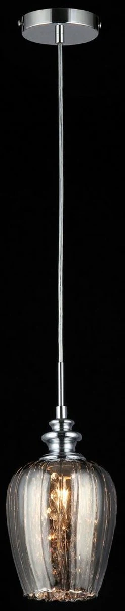 Casa Padrino Hanging Lamp Silver / Gray Ø 14 - Pendant Lamp with Crystal Hangings